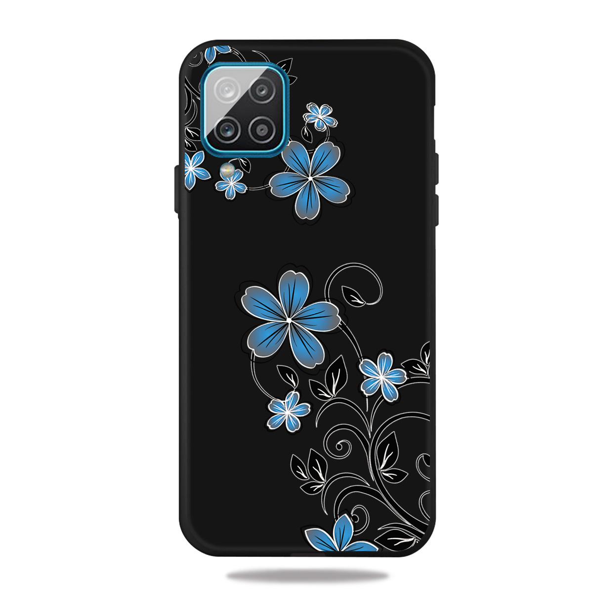 

Back Matte Pattern Printing Soft Tpu Shell Для Samsung Galaxy A12 - Синие Цветы, Galaxy A12