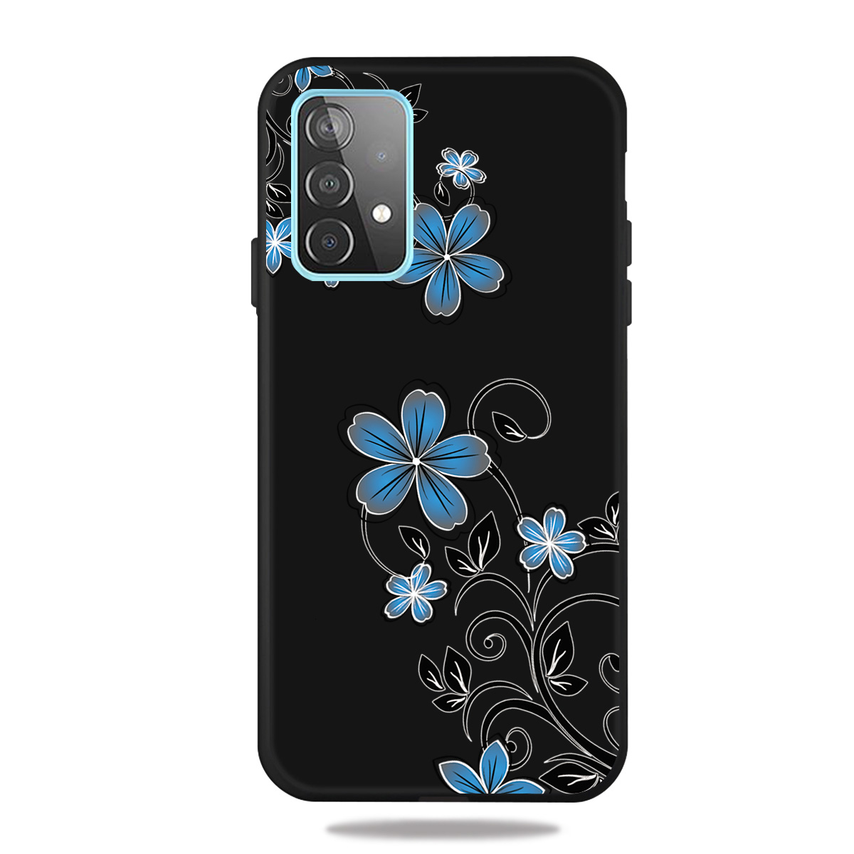 

Back Matte Pattern Printing TPU Protective Phone Shell for Samsung Galaxy A72 5G - Blue Flowers, Galaxy A72 5G