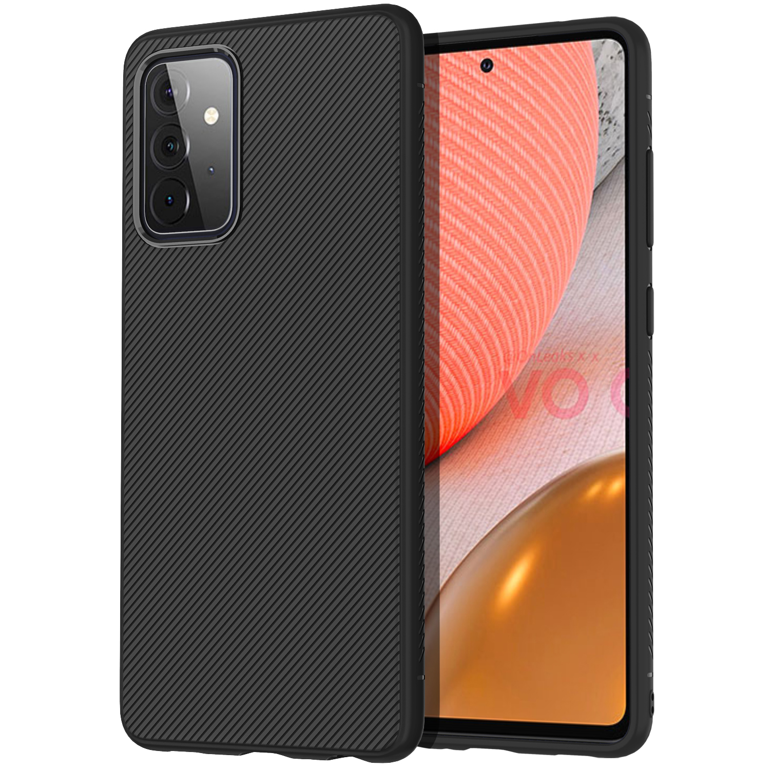 

Джаз Серии Twill Texte Texture Мягкий TPU Задний Корпус Для Samsung Galaxy A72 5G / A72 4G. - Чернить, Galaxy A72 5G