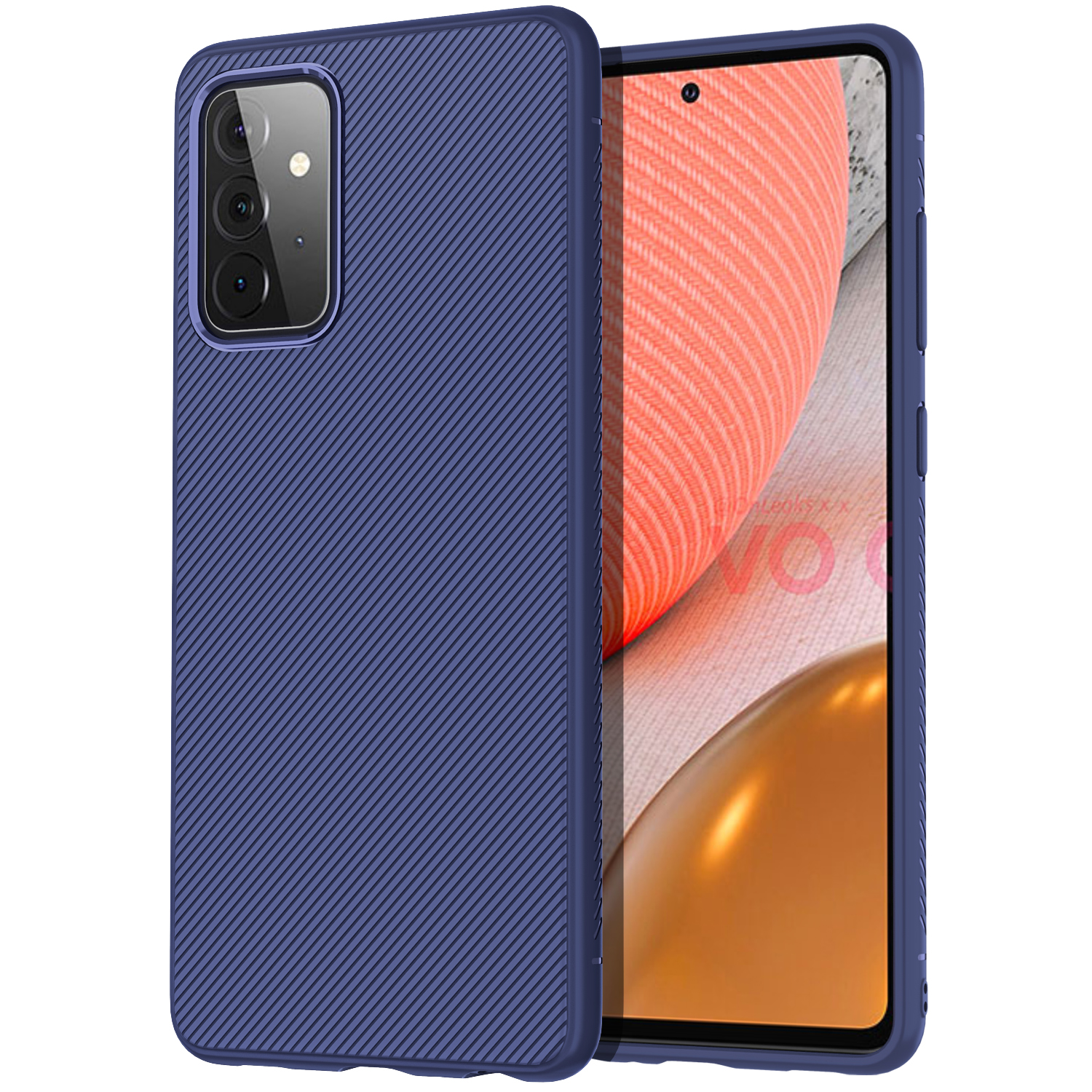 

Джаз Серии Twill Texte Texture Мягкий TPU Задний Корпус Для Samsung Galaxy A72 5G / A72 4G. - Синий, Galaxy A72 5G