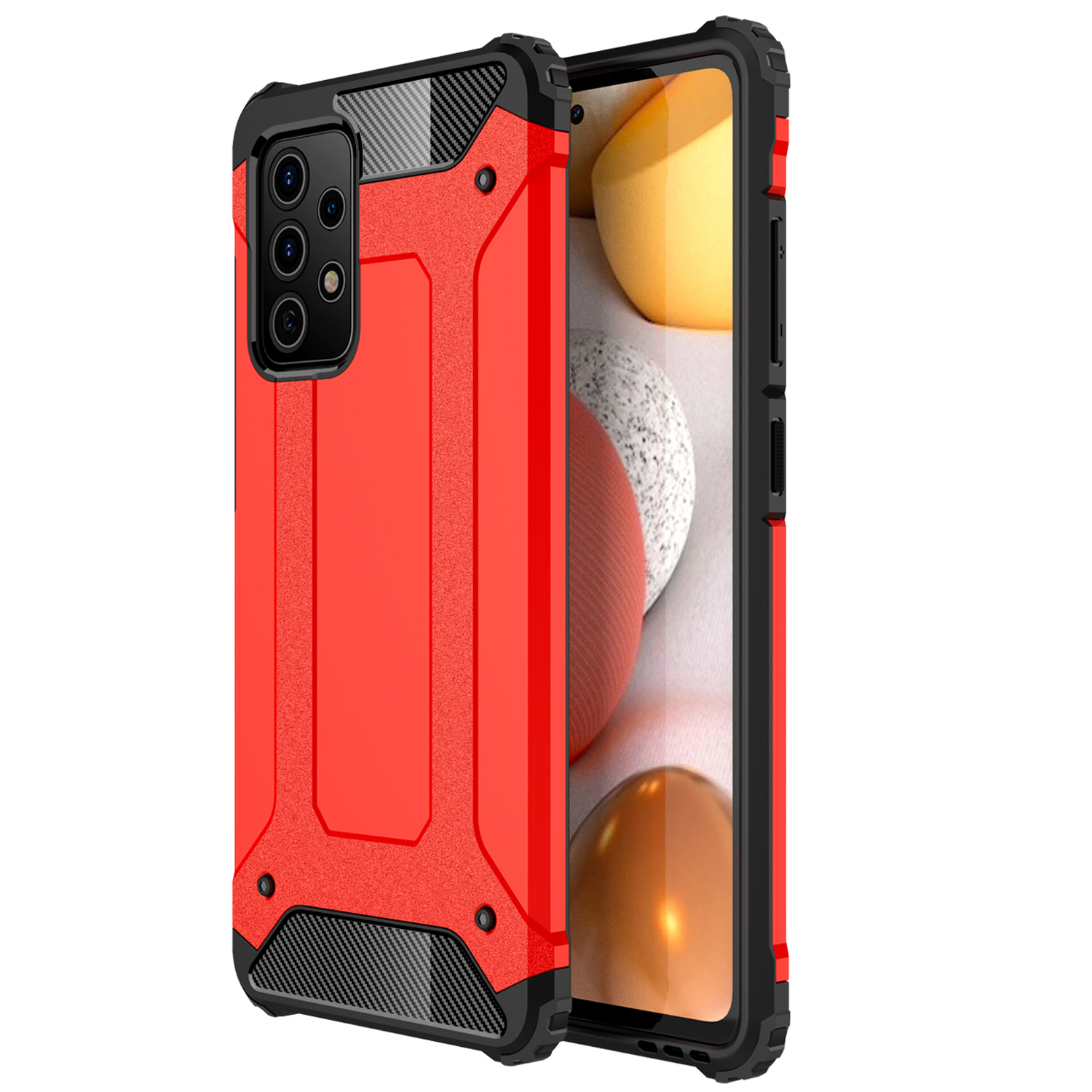

For Samsung Galaxy A72 5G/4G Hard PC + TPU Hybrid Shell Drop Protection Protective Phone Case - Red, Galaxy A72 5G