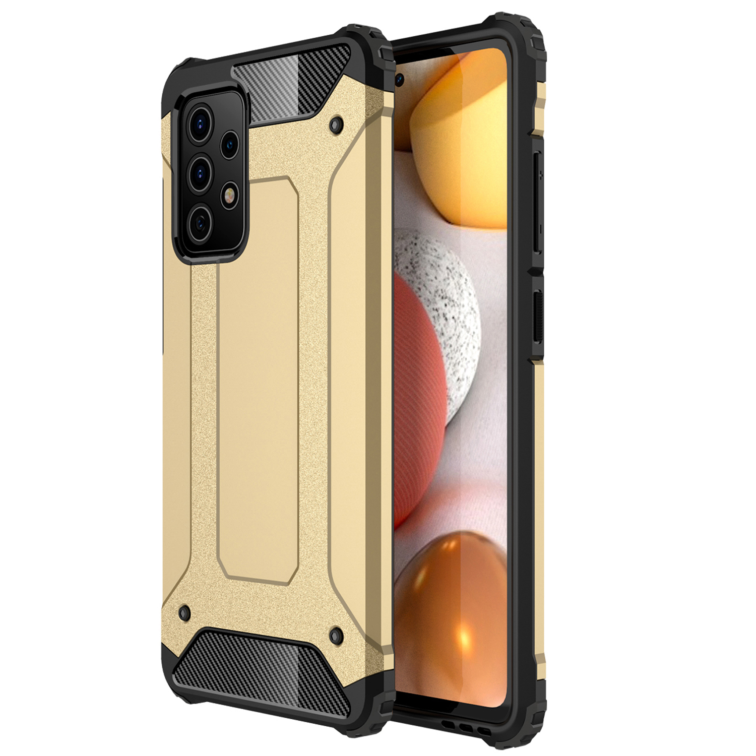 

For Samsung Galaxy A72 5G/4G Hard PC + TPU Hybrid Shell Drop Protection Protective Phone Case - Gold, Galaxy A72 5G
