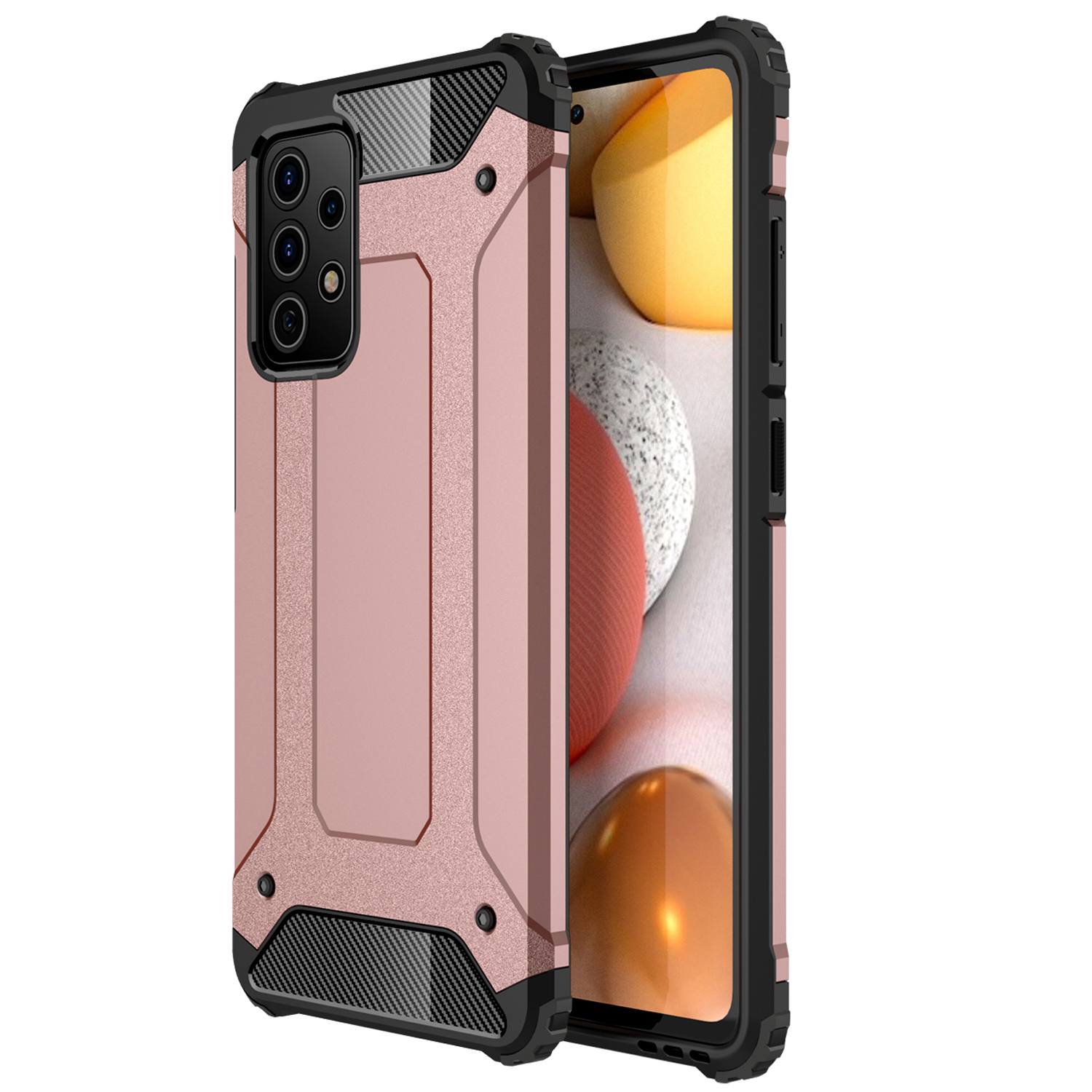 

Для Samsung Galaxy A72 5G/4G Жесткий пк + TPU Гибридный Оболочка Защита от Защиты от Телефона. - Розовое Золото, Galaxy A72 5G