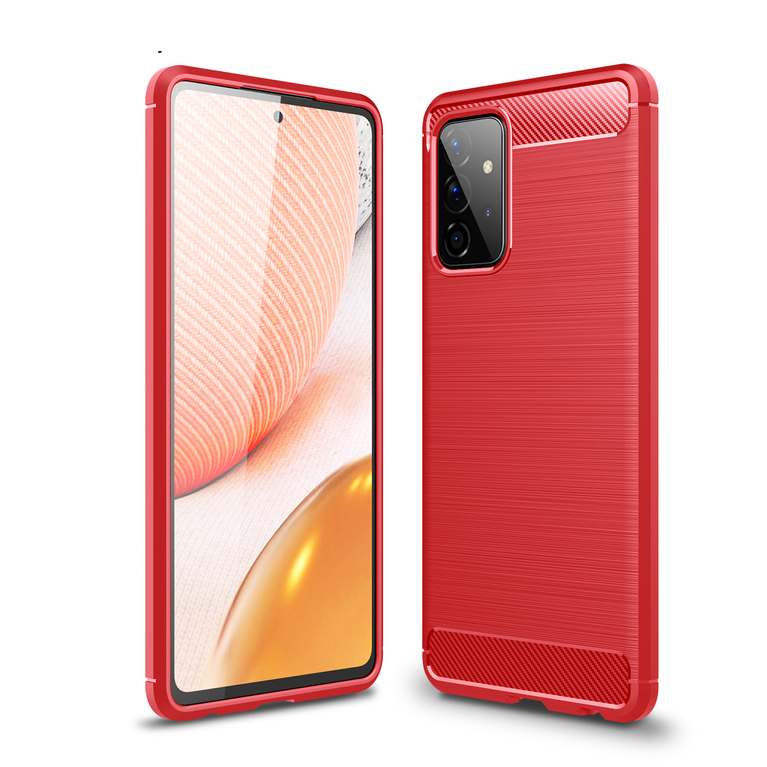 

Для Samsung Galaxy A72 5G / 4 Г Амортизационного Поглощения Гибкая Мягкая Защитная Крышка Из Углеродного Волокна TPU - Красный, Galaxy A72 5G