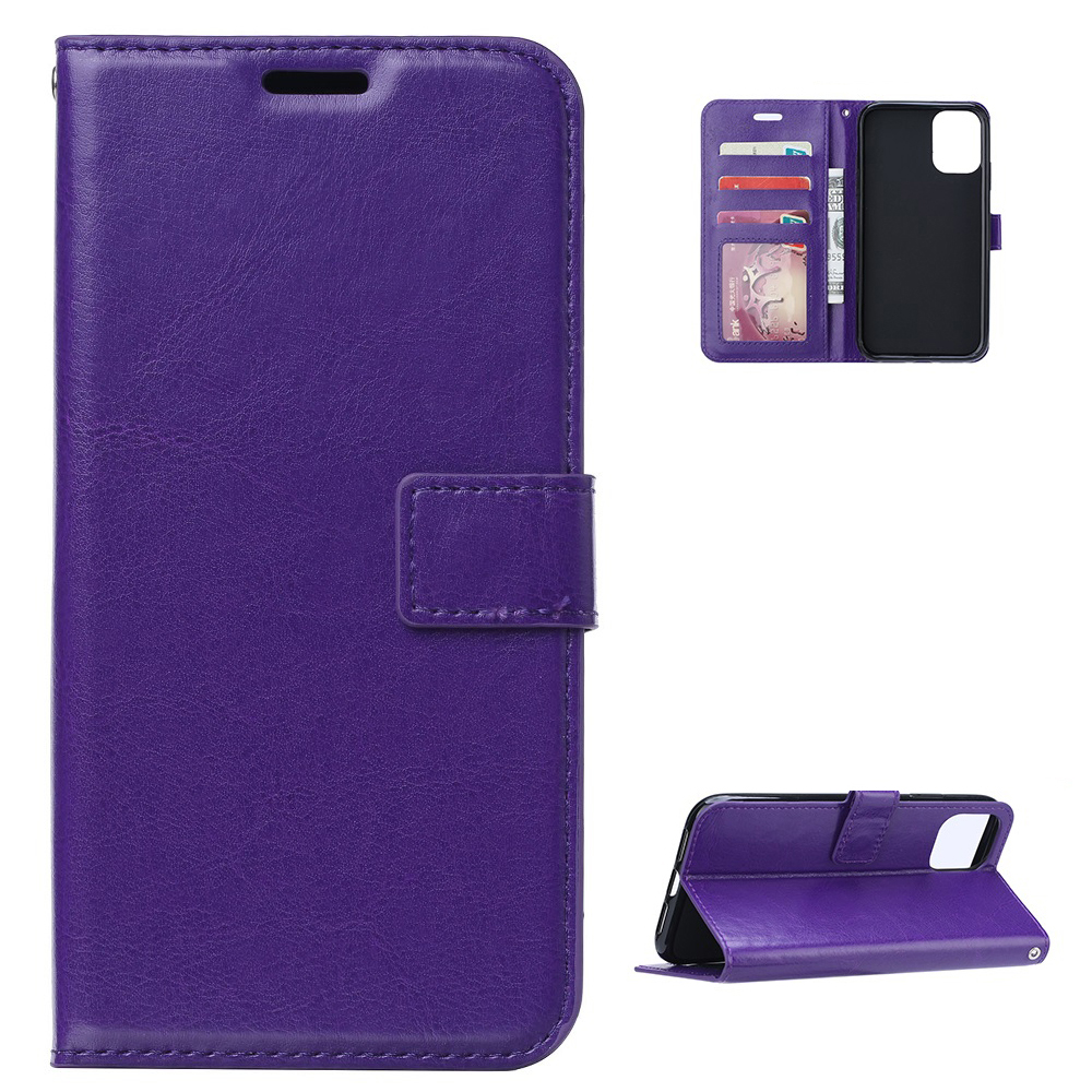 

Crazy Horse Wallet Leather Shell for Samsung Galaxy S21 5G Stand Protective Case - Purple, Galaxy S21 5G