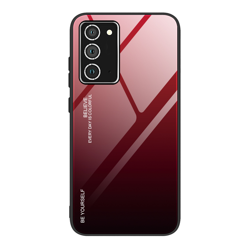 

TPU Edge + Color Gradient Pattern HD Стеклянный Корпус Для Galaxy A72 5G - Красный/черный