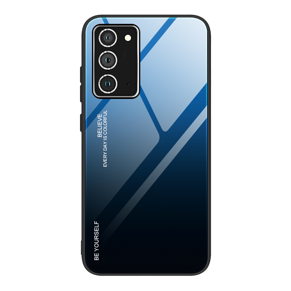 

TPU Edge + Color Gradient Pattern HD Tempered Glass Case for Galaxy A72 5G - Blue/Black, Galaxy A72 5G