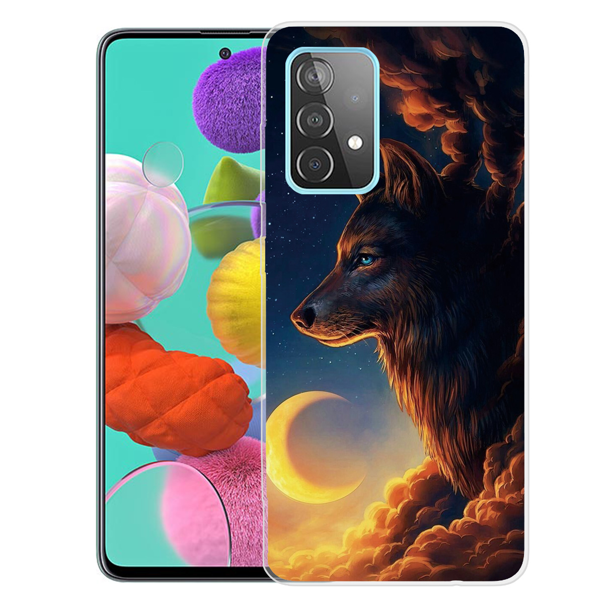 

Pattern Printing Flexible TPU Phone Case for Samsung Galaxy A72 5G / A72 4G - Wolf and Moon, Galaxy A72 5G