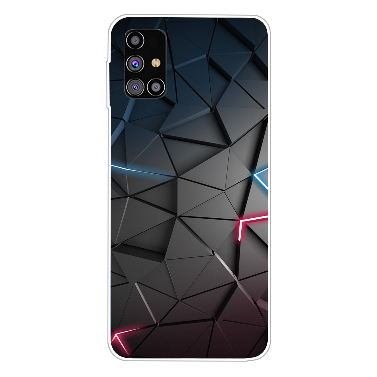

Шаблон Печати Гибкий TPU Телефон Чехол Для Samsung Galaxy M31S - Черный / Треугольник, Galaxy M31s