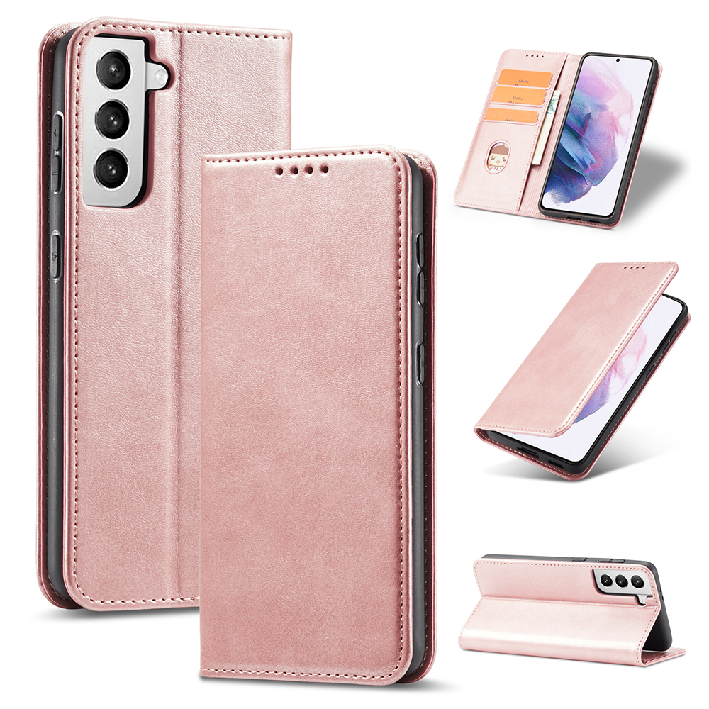 

Автопоглощаемый Кошелек TPU + PU Кожаный Футляр Для Samsung Galaxy S21 5G - Розовое Золото, Galaxy S21 5G