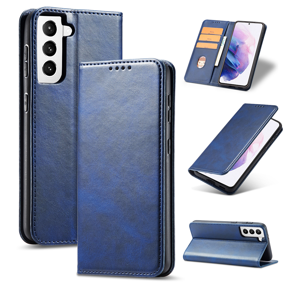 

Auto-absorbed Leather Wallet Stand Cell Phone Protective Case for Samsung Galaxy S21+ 5G - Blue, Samsung Galaxy S21+
