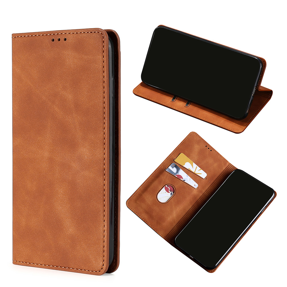 

Silky Touch Auto-Absybed Card Holder Holder Face Для Samsung Galaxy A72 5G - Светло-коричневый, Galaxy A72 5G