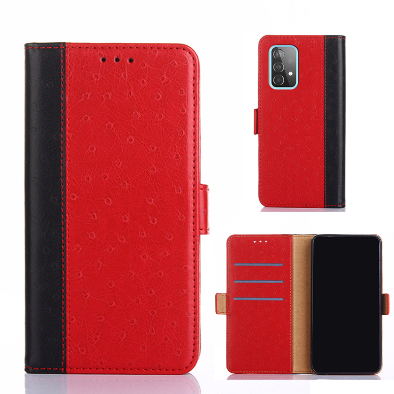 

Ostrich Texture Leather Wallet Stand Shell for Samsung Galaxy A52 4G/5G / A52s 5G Phone Case - Red, Galaxy A52 5G