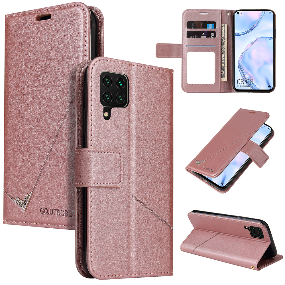 

GQ.UTROBE Stand Leather Cover with Rectangular Metal Decor for Samsung Galaxy A42 5G - Rose Gold, Galaxy A42 5G