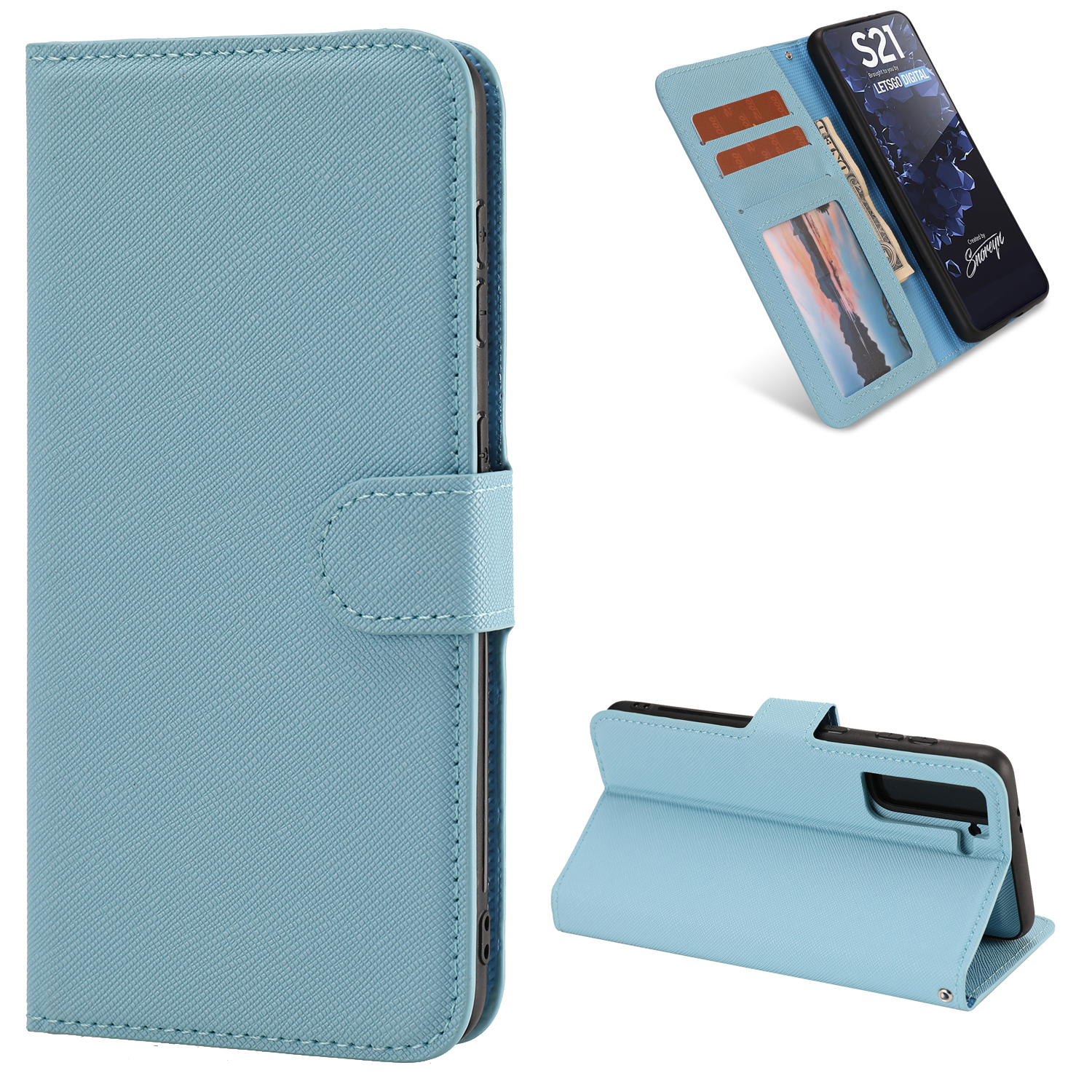 

Detachable 2 in 1 Cross Texture Leather Wallet Stand Design Cover Case for Samsung Galaxy S21 Plus 5G - Blue, Samsung Galaxy S21+