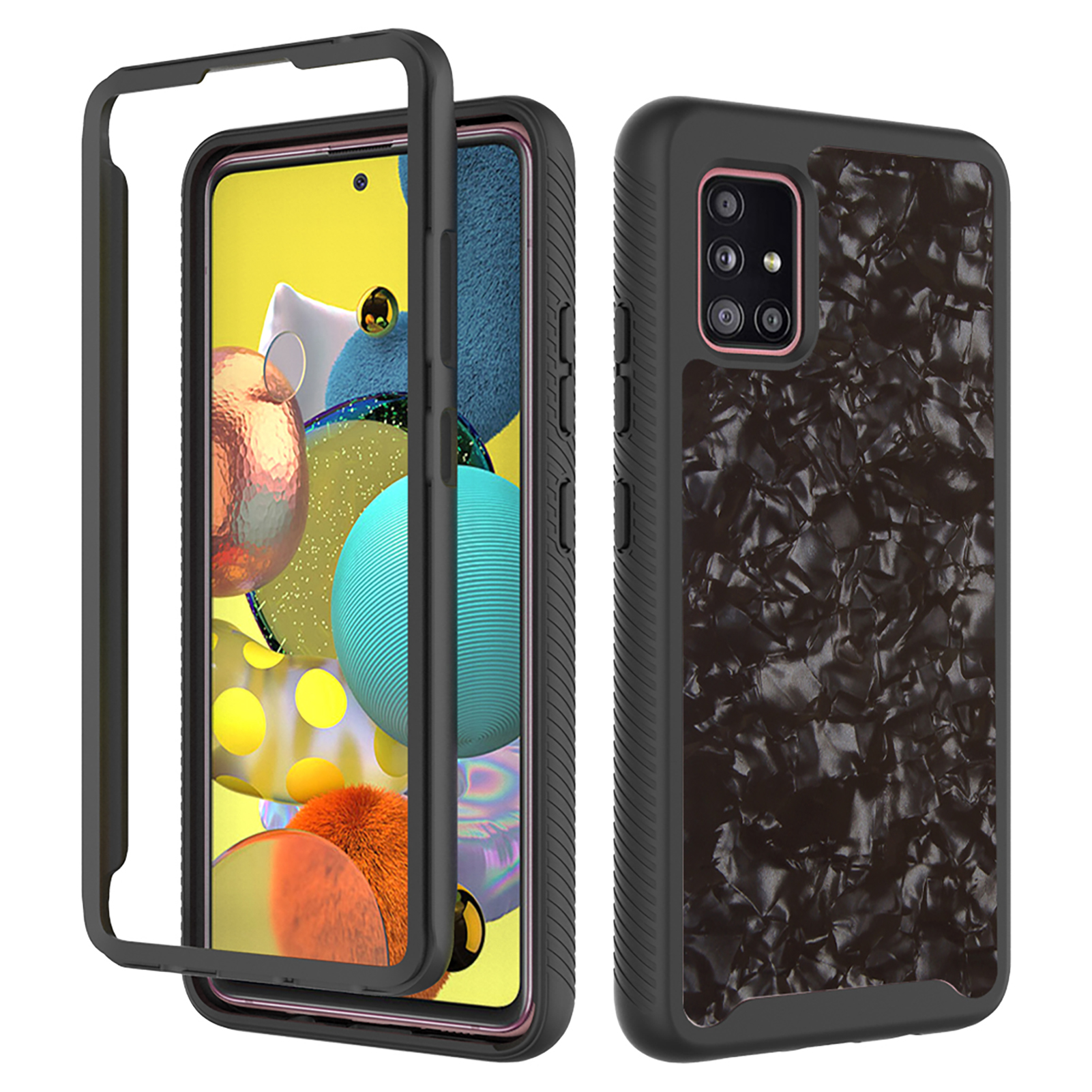 

Шаблон Печати Чехол Для Samsung Galaxy A51 5G SM-A516 Pet + TPU + Acrylic Съемная Карта Combo Shell - Чернить, Galaxy A51 5G