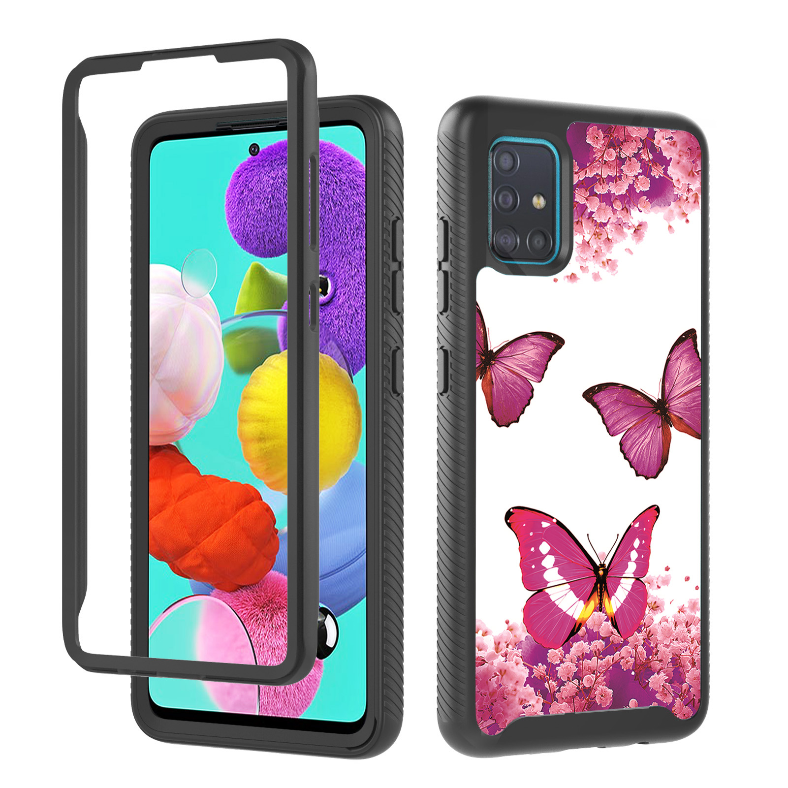 

Шаблон Печати Для Samsung Galaxy A51 SM-A515 Pet + TPU + Acrylic Combo Shell - Розовая Бабочка, Galaxy A51 4G