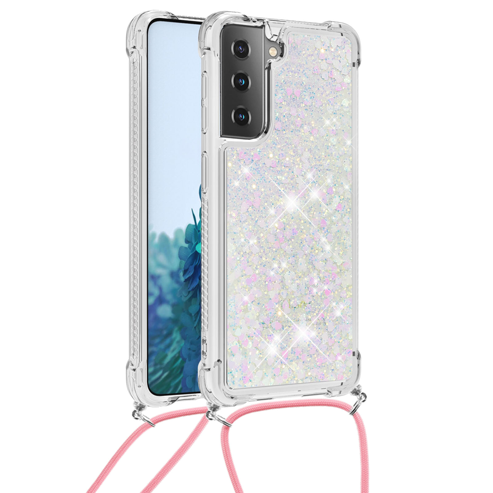 

TPU Quicksand Design Phone Cover Cover С Тарелкой Для Samsung Galaxy S21 5G - Белый, Galaxy S21 5G