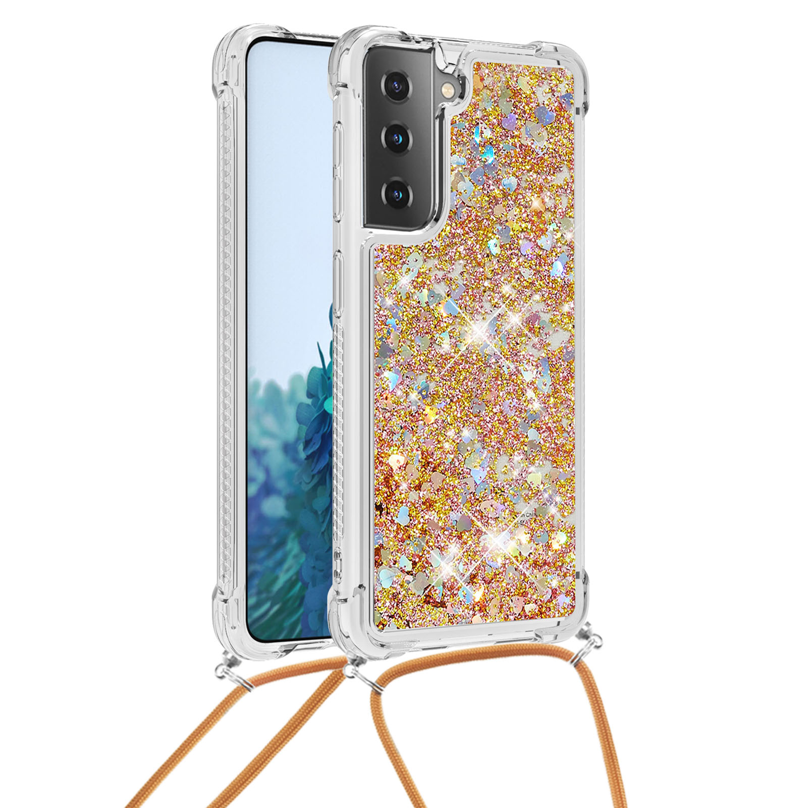 

TPU Quicksand Design Phone Cover Cover С Тарелкой Для Samsung Galaxy S21 5G - Коричневый, Galaxy S21 5G