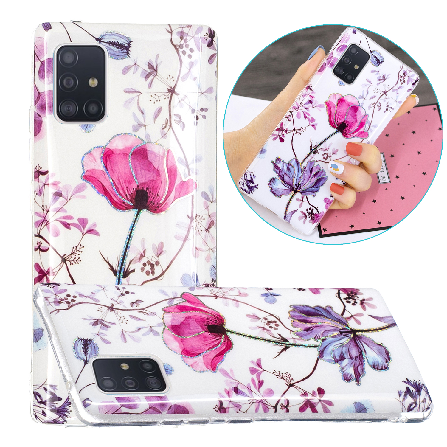 

IMD Marble Pattern Printing Cover TPU Для Samsung Galaxy A51 5G SM-A516 Case - Лотос, Galaxy A51 5G