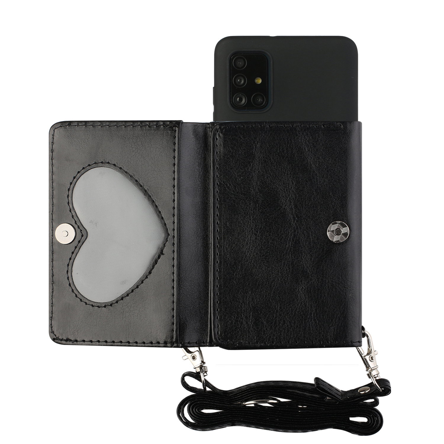 

Leather Wallet Kickstand Phone Cover Case with Shoulder Strap for Samsung Galaxy A41 (Global Version) - Black, Galaxy A41 (Global Version)