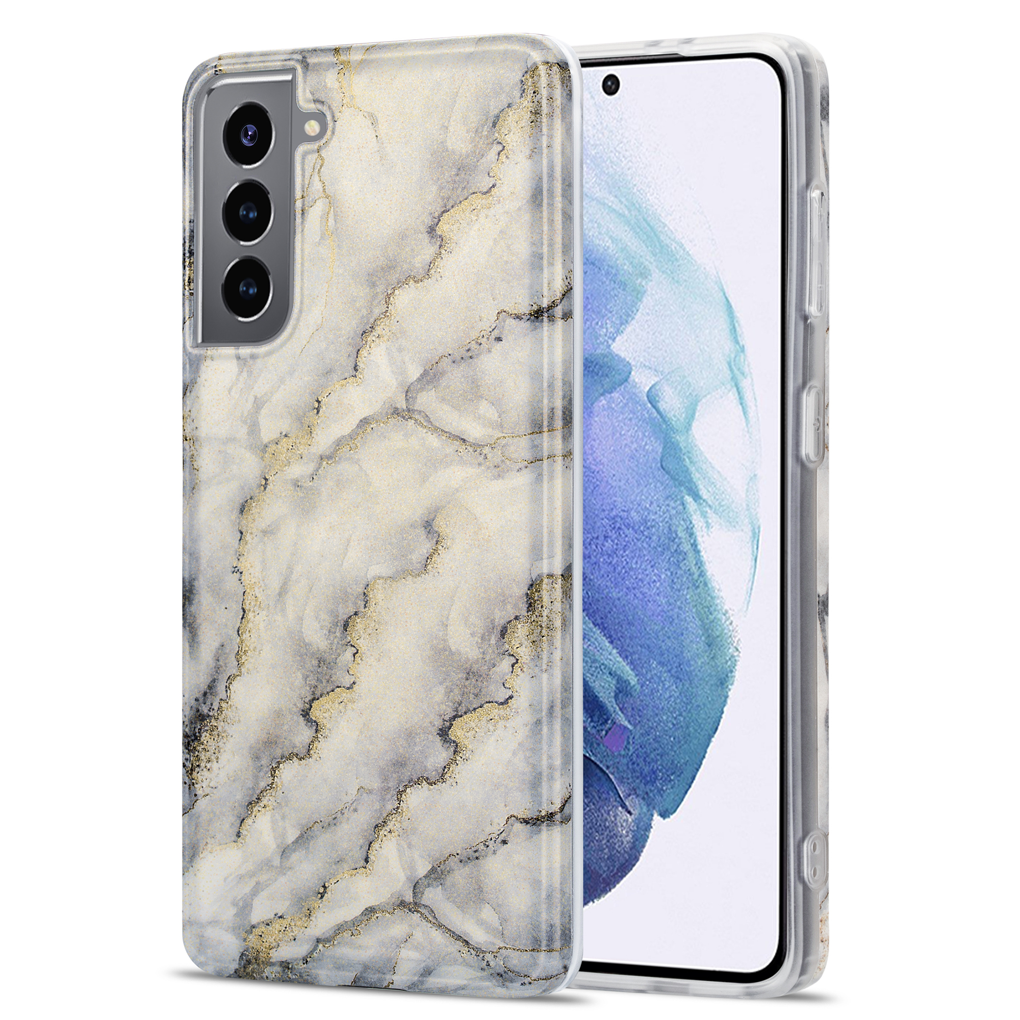 

For Samsung Galaxy S21 Plus 5G Gilding Marble Pattern Printing Design TPU Phone Protector Cover - Style A, Samsung Galaxy S21+