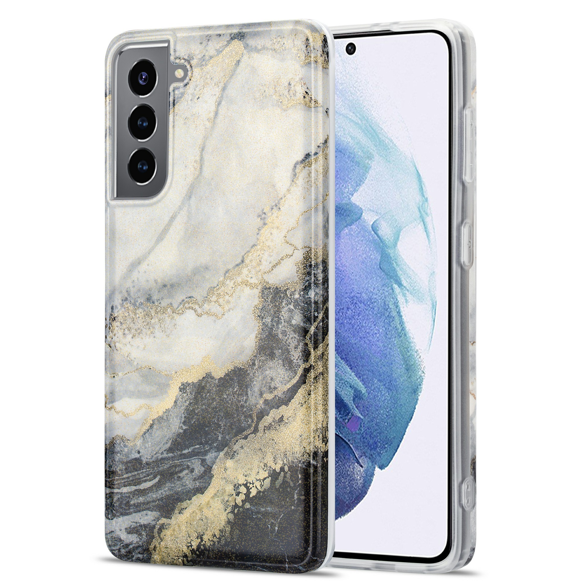 

For Samsung Galaxy S21 Plus 5G Gilding Marble Pattern Printing Design TPU Phone Protector Cover - Style B, Samsung Galaxy S21+