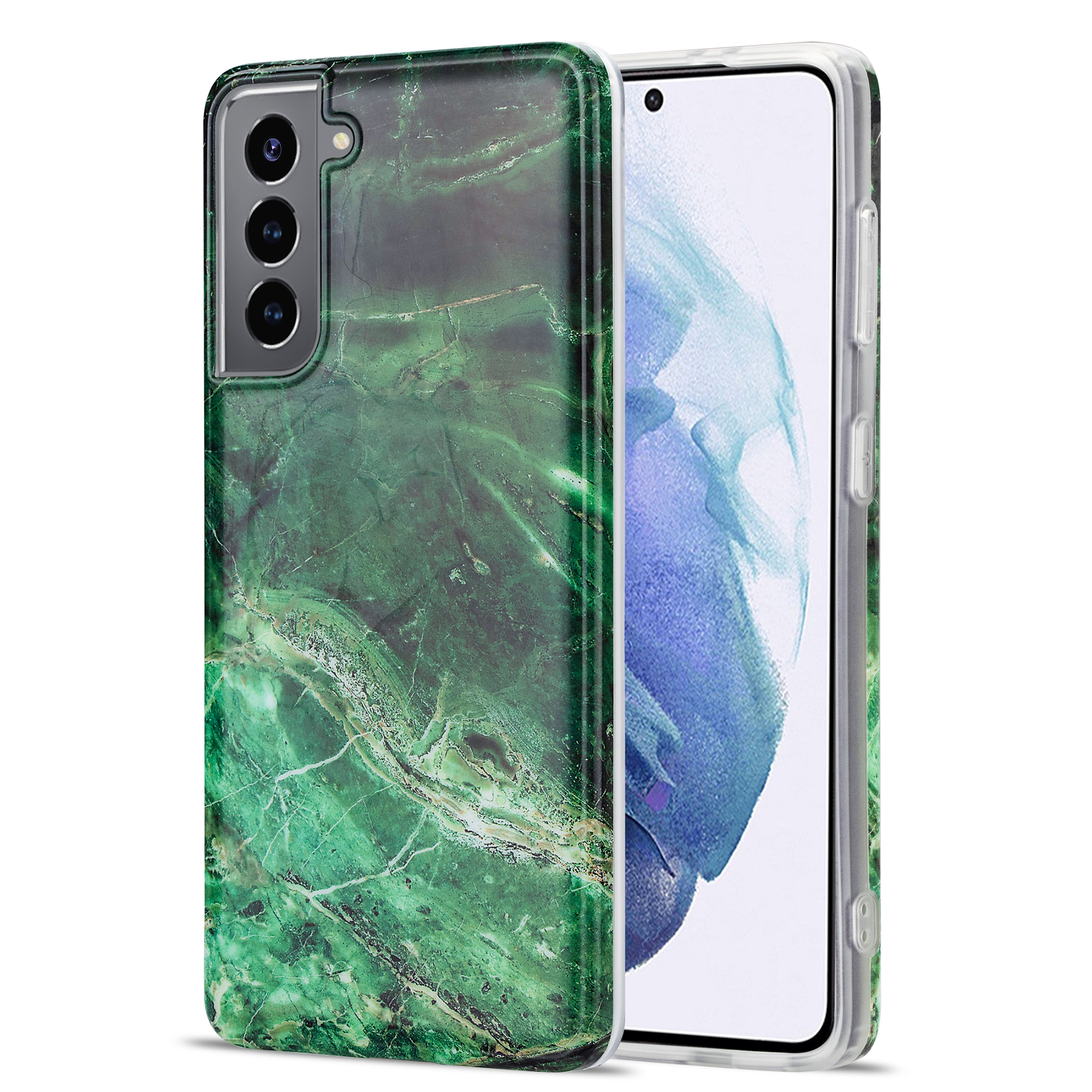 

For Samsung Galaxy S21 Plus 5G Brief Style Glossy Marble Pattern Printing Design TPU Phone Cover Case - Style E, Samsung Galaxy S21+