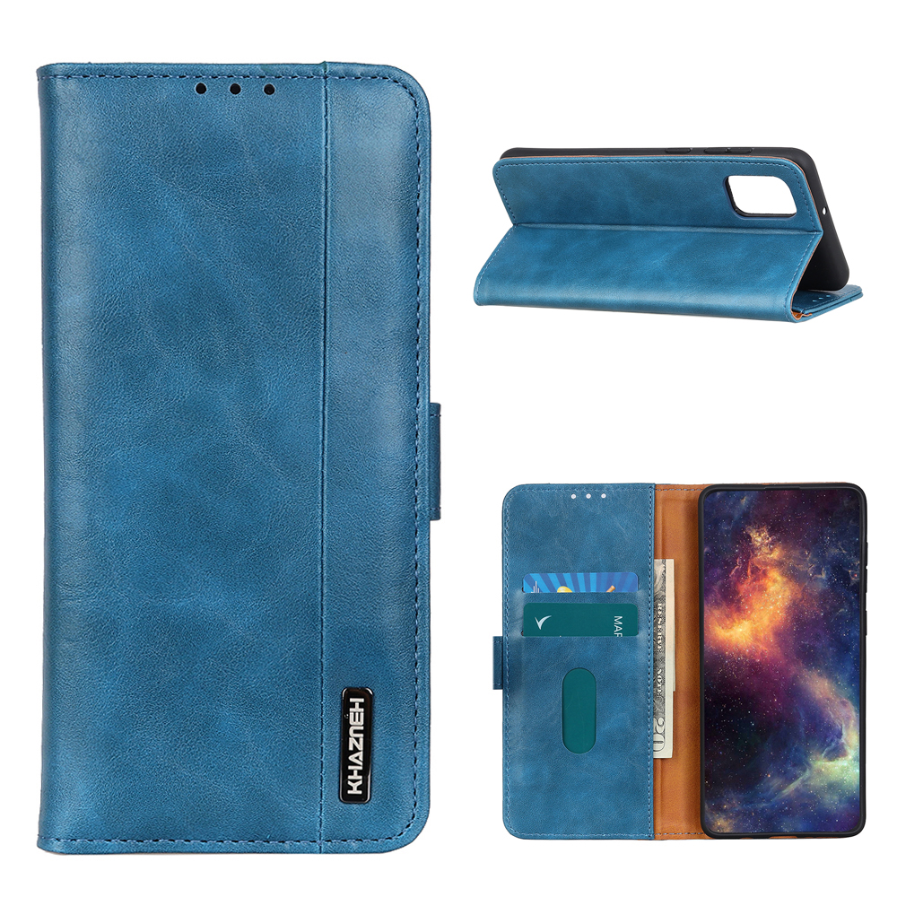 

KHAZNEH Leather Wallet Stand Design Phone Protective Shell Case for Samsung Galaxy A02s (164.2x75.9x9.1mm) - Blue, Galaxy A02s (164.2x75.9x9.1mm)