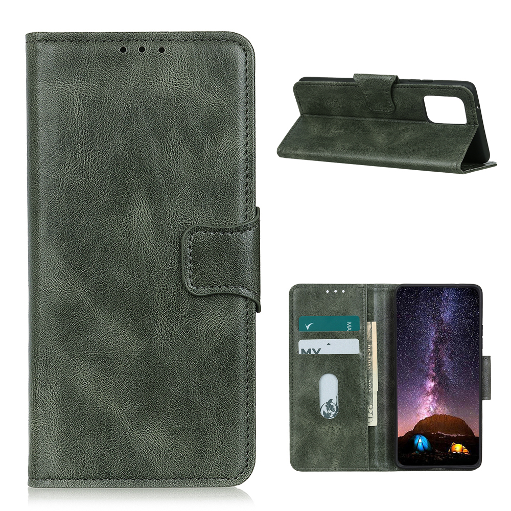 

Crazy Horse PU Кожаный Кожаный Стенд Защитная Крышка Для Samsung Galaxy A02S (164,2x75,9x9,1 Мм) - Зеленый, Galaxy A02s (164.2x75.9x9.1mm)