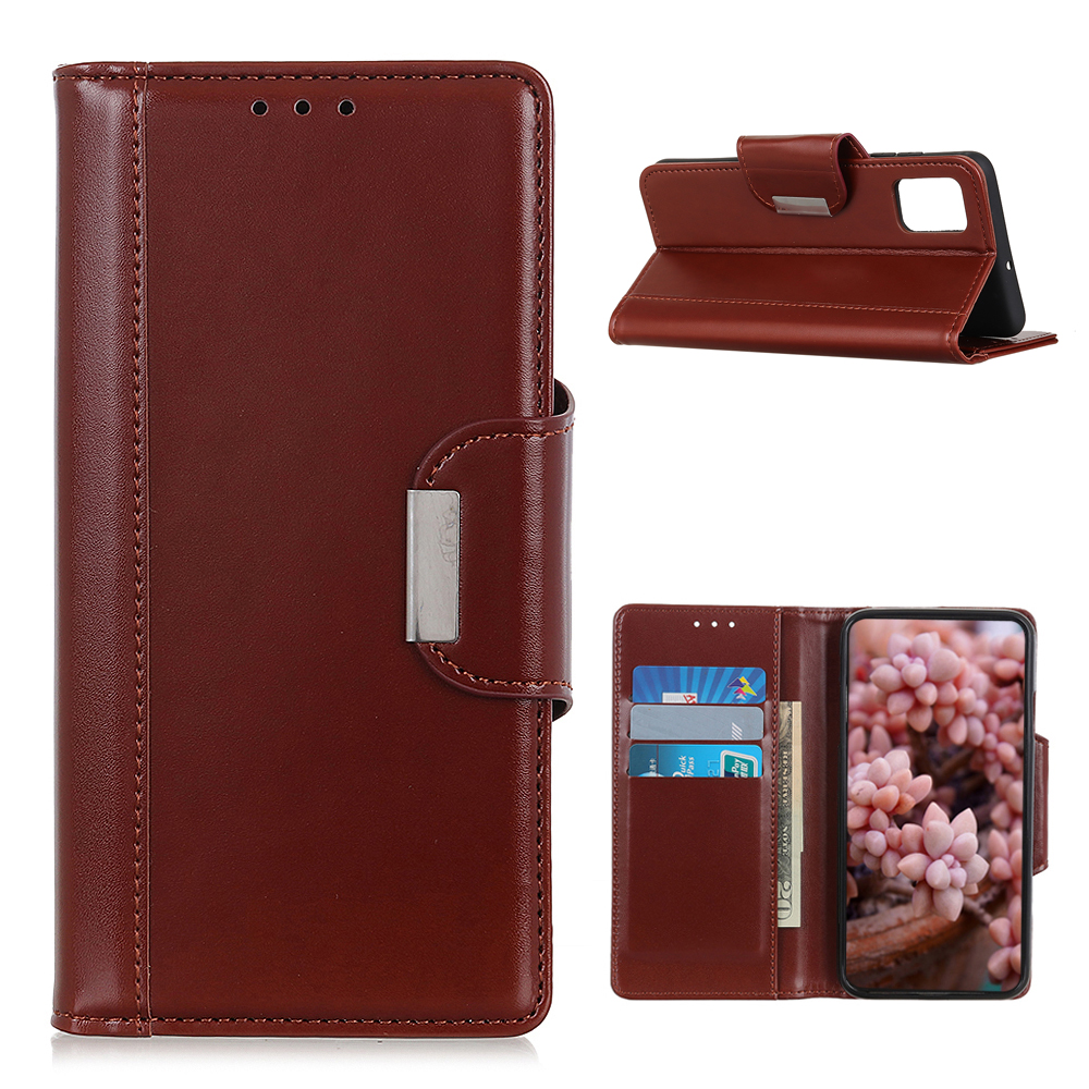 

PU Leather Phone Protective Case Wallet Stand Design for Samsung Galaxy A02s (164.2x75.9x9.1mm) - Brown, Galaxy A02s (164.2x75.9x9.1mm)
