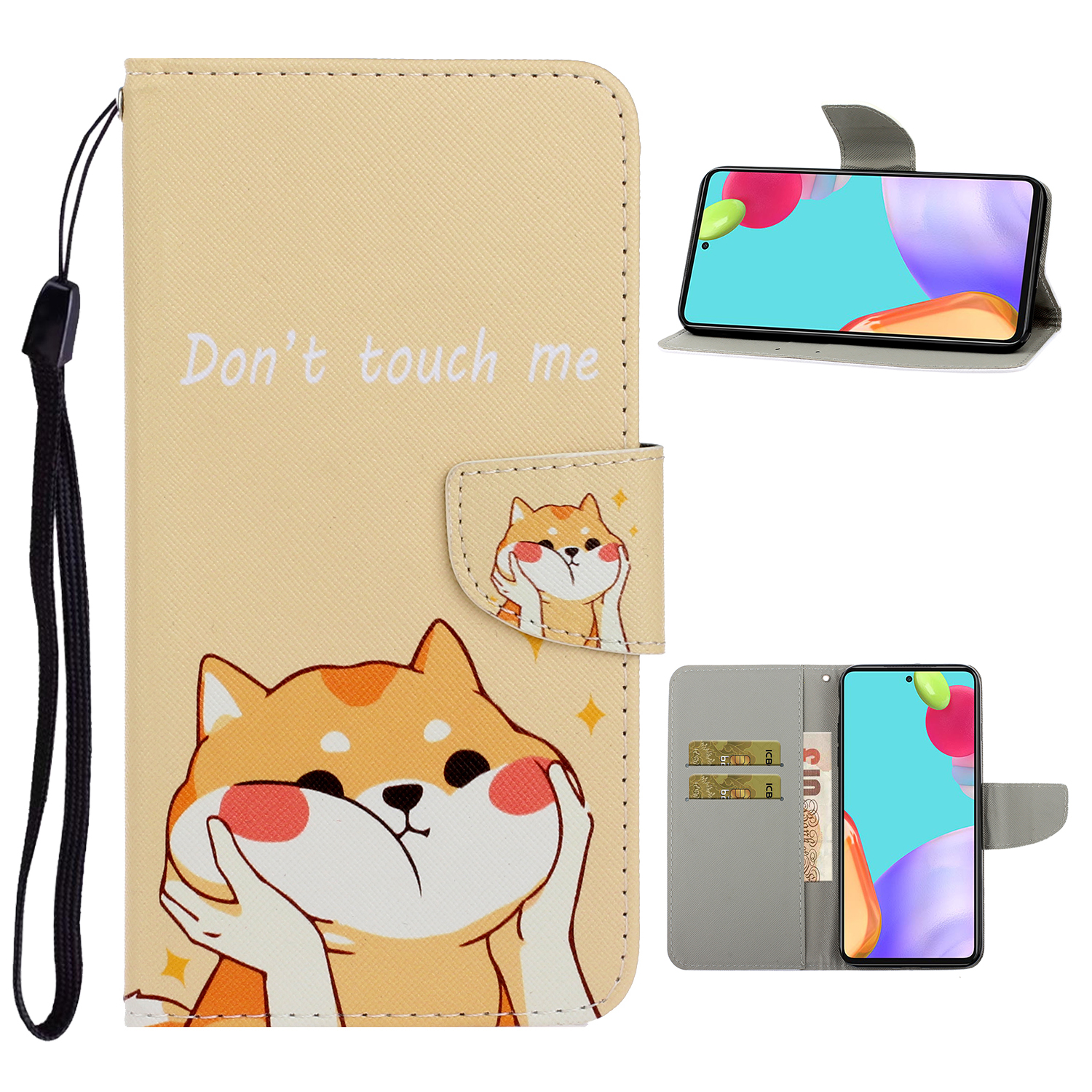 

TPU + PU Кожаная Кошелька Для Телефона с Lanyard Для Samsung Galaxy A52 4G/5G / A52s 5G - Милый Кот, Galaxy A52 4G