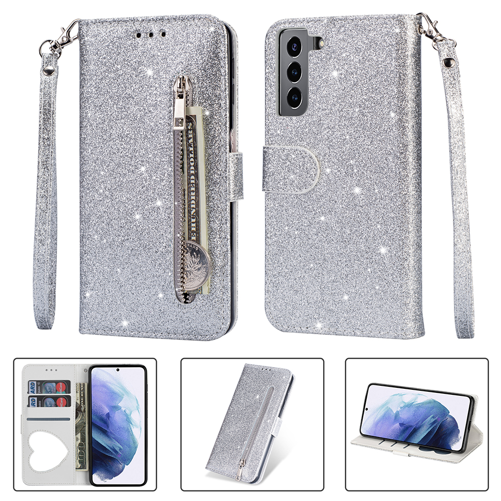 

Флешечный Кожаный Корпус с Кожаным Кожаным Кожи - Серебряный, Galaxy S21 4G