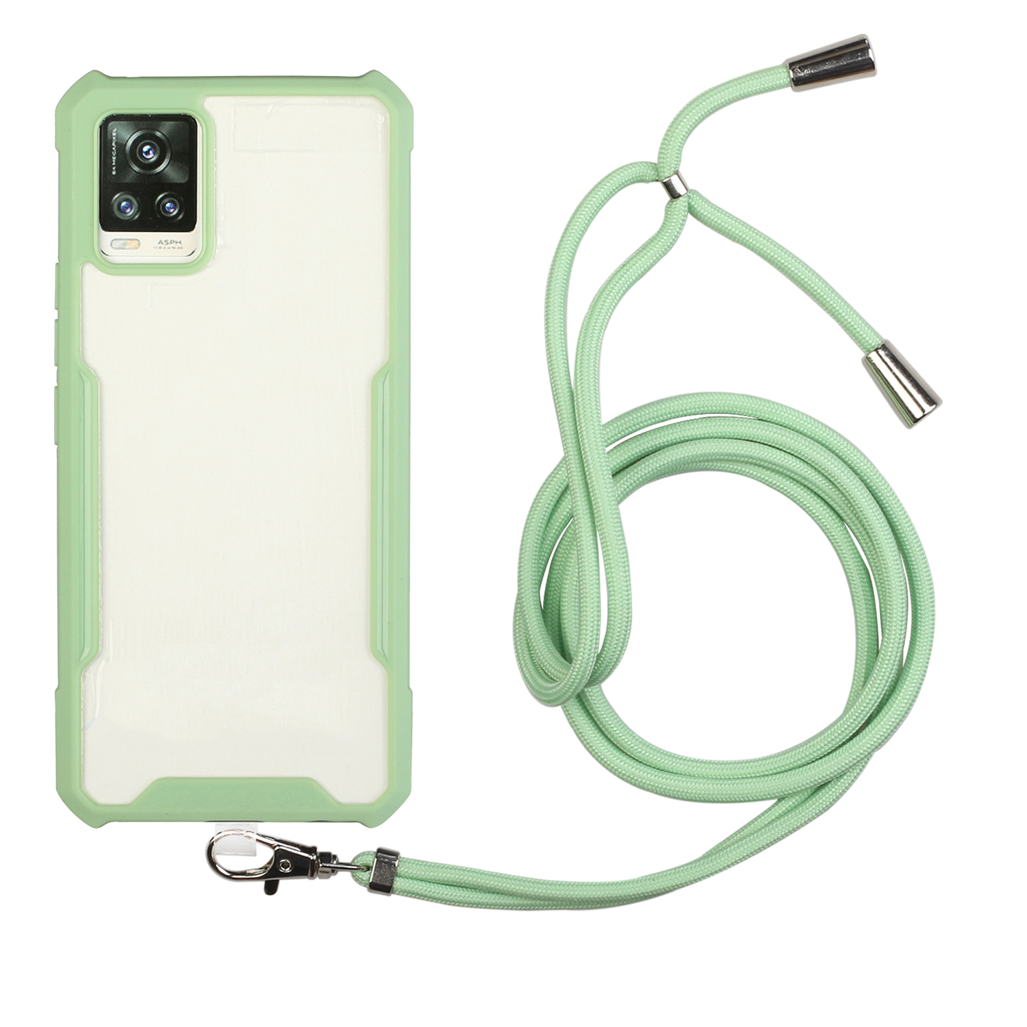 

Acrylic+TPU Shockproof Phone Case with Strap for Samsung Galaxy A72 5G / A72 4G - Light Green, Galaxy A72 5G