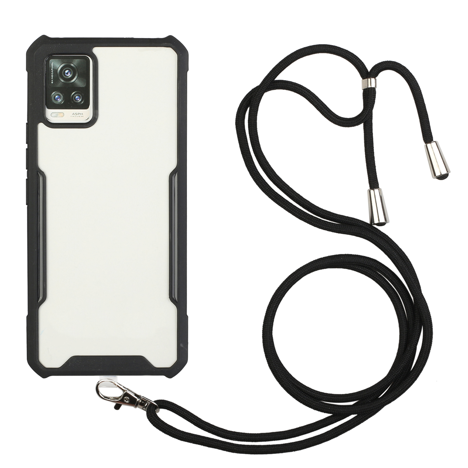 

Акрил+tpu Shockper Phone Case с Ремешком Для Samsung Galaxy A52 4G/5G / A52s 5G - Черный, Galaxy A52 4G