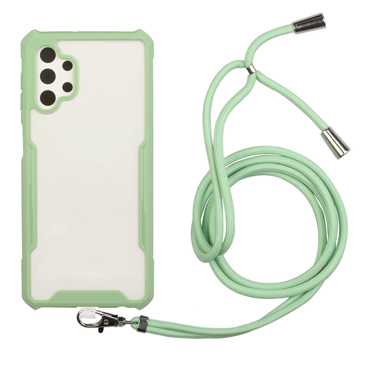 

Acrylic+TPU Shockproof Phone Case with Strap for Samsung Galaxy A32 5G - Light Green, Galaxy A32 5G