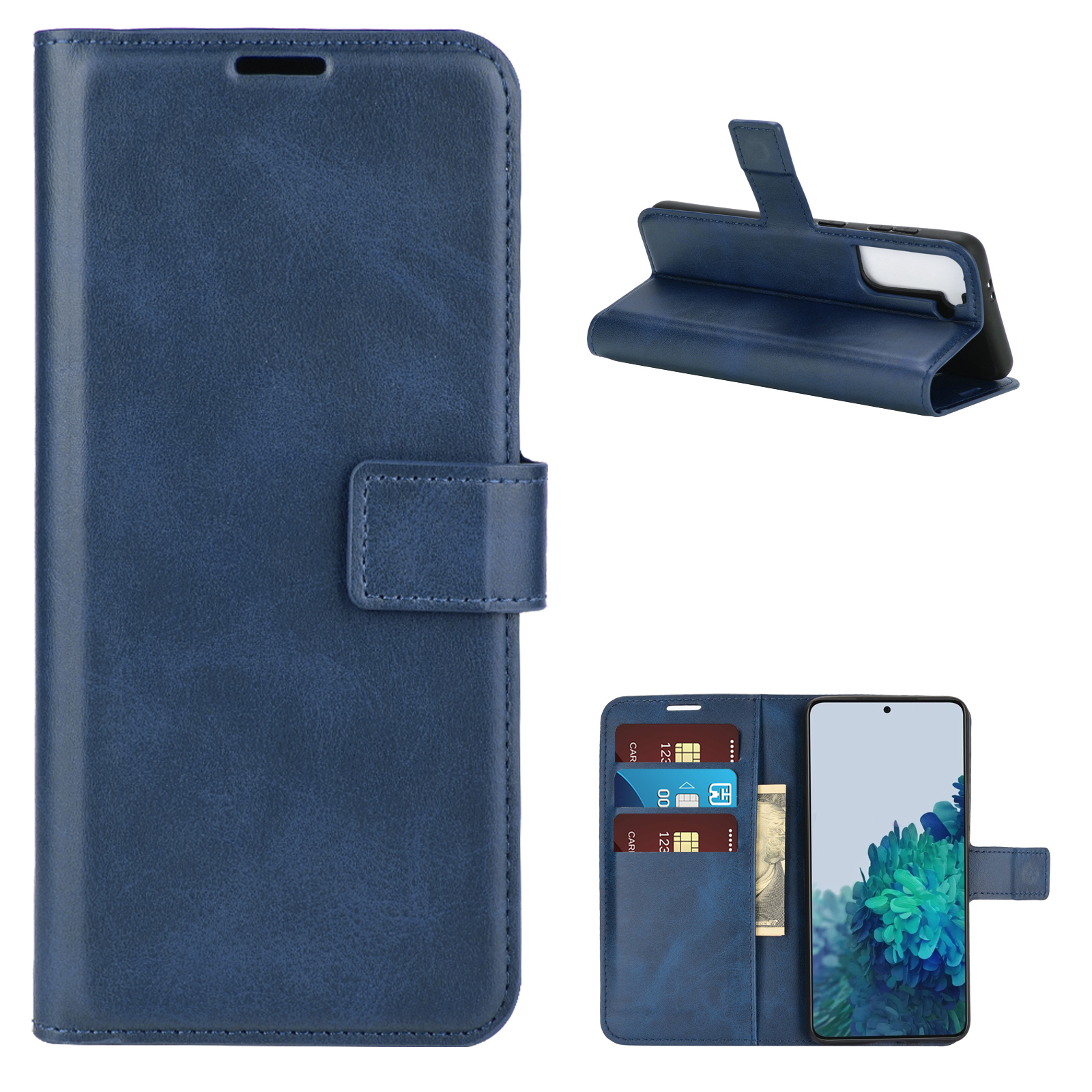 

Magnetic Buckle Wallet Leather Case for Samsung Galaxy S21 Plus 5G Cellphone Cover - Blue, Samsung Galaxy S21+