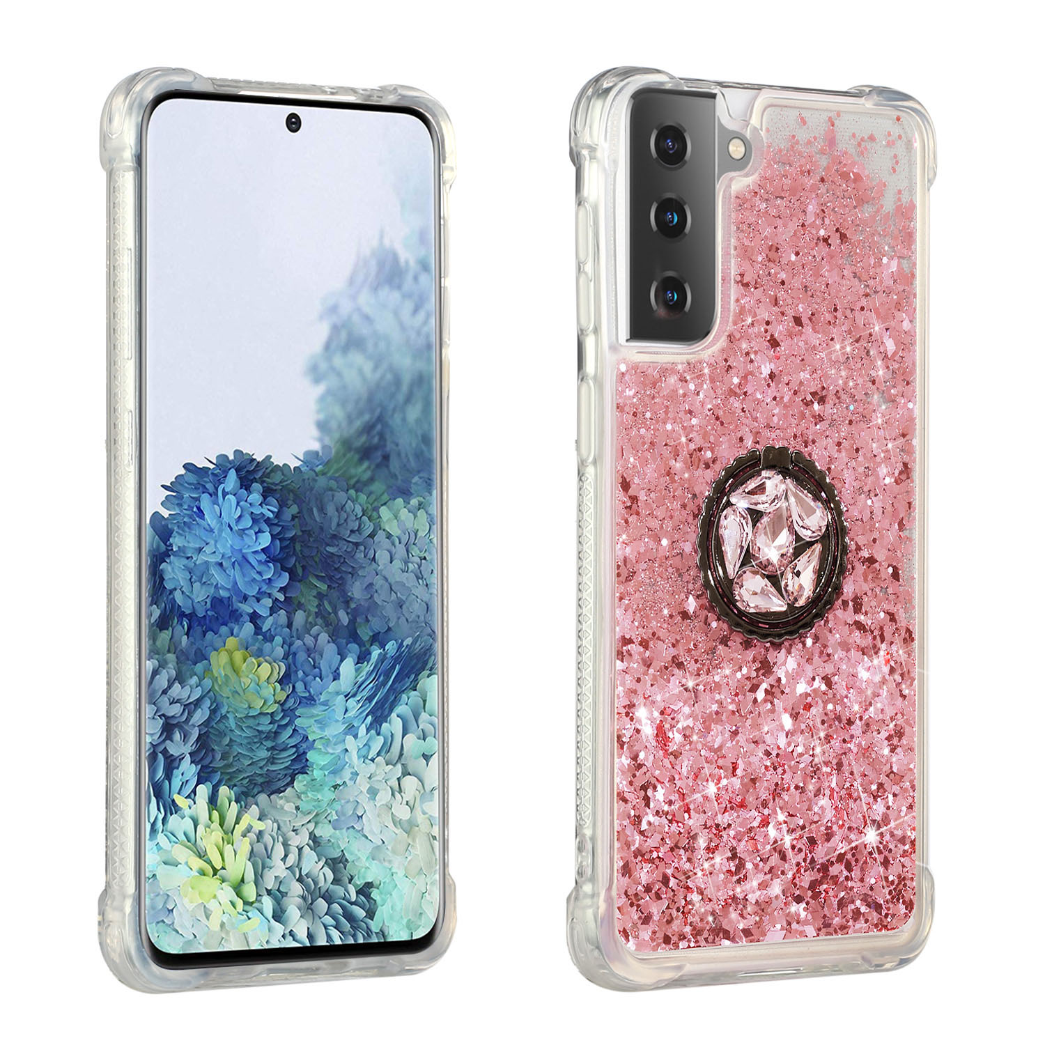 

Glitter Powder Kickstand Quicksand TPU Cover for Samsung Galaxy S21 5G - Pink, Galaxy S21 5G
