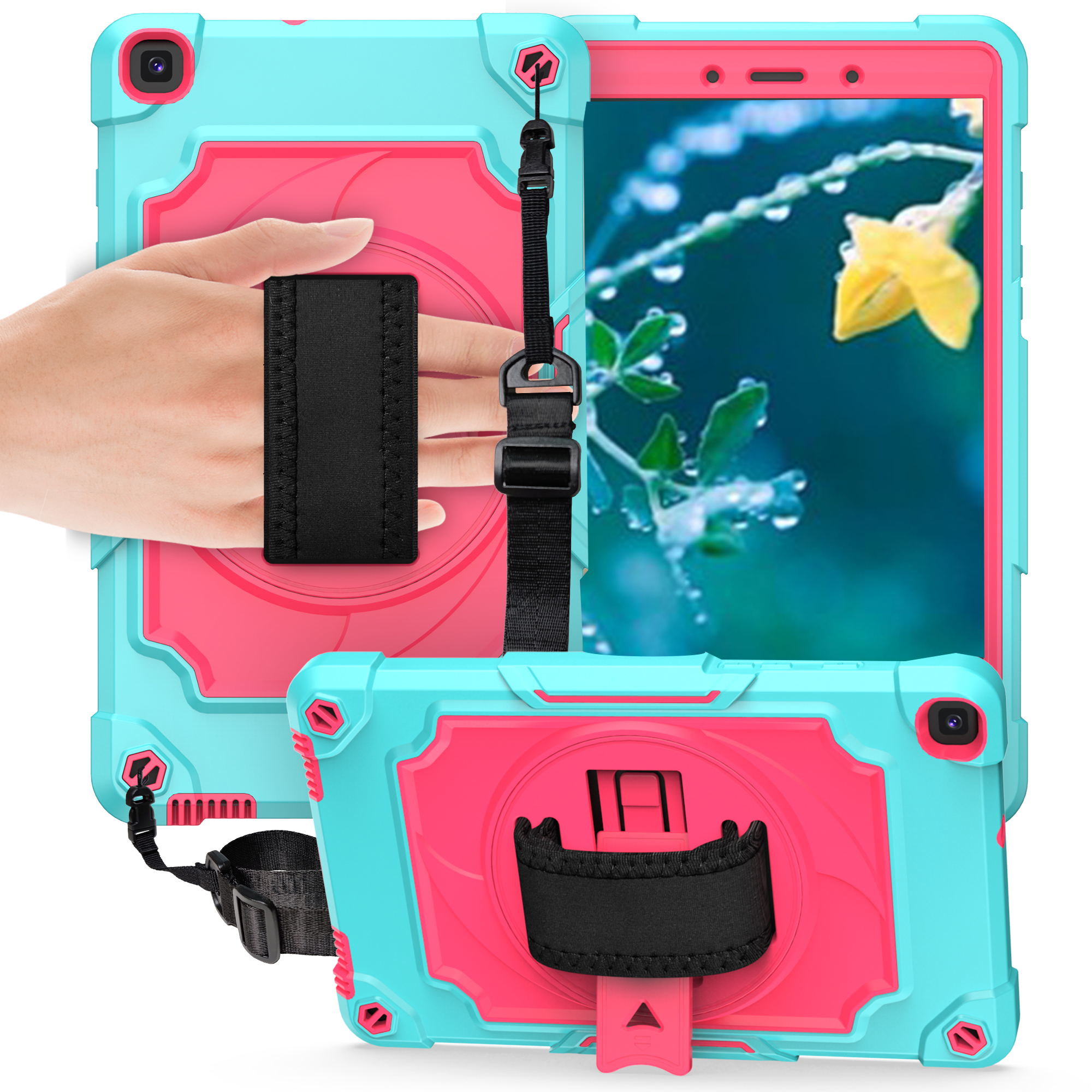 

Shockproof PC and Silicone Tablet Case with Kickstand for Samsung Galaxy Tab A 8.0 Wi-Fi (2019) SM-T290 - Sky Blue/Pink, Galaxy Tab A 8.0 (2019)