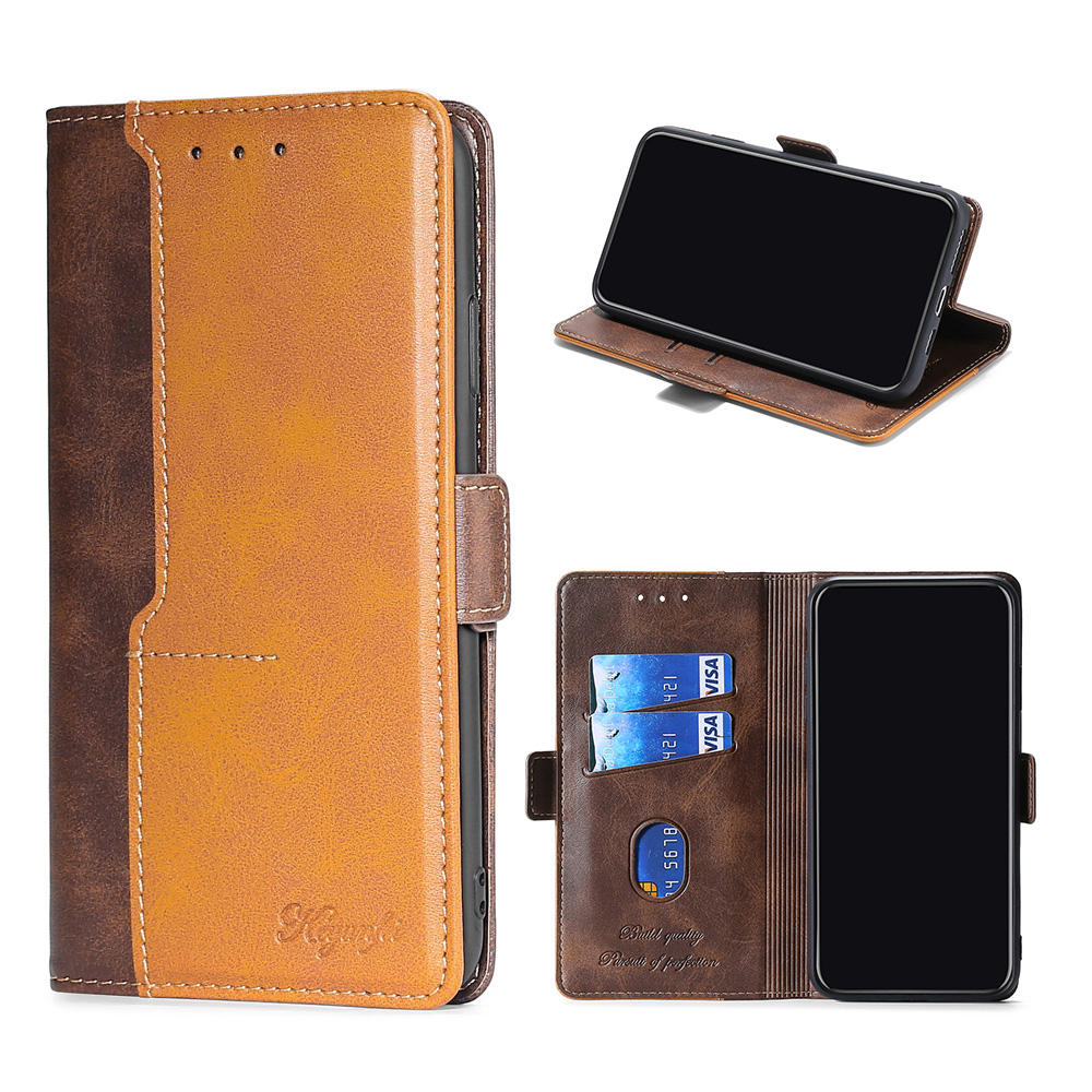 

Card Slot Leather Mobile Phone Case with Color Splicing Design for Samsung Galaxy A42 5G - Light Brown/Brown, Galaxy A42 5G