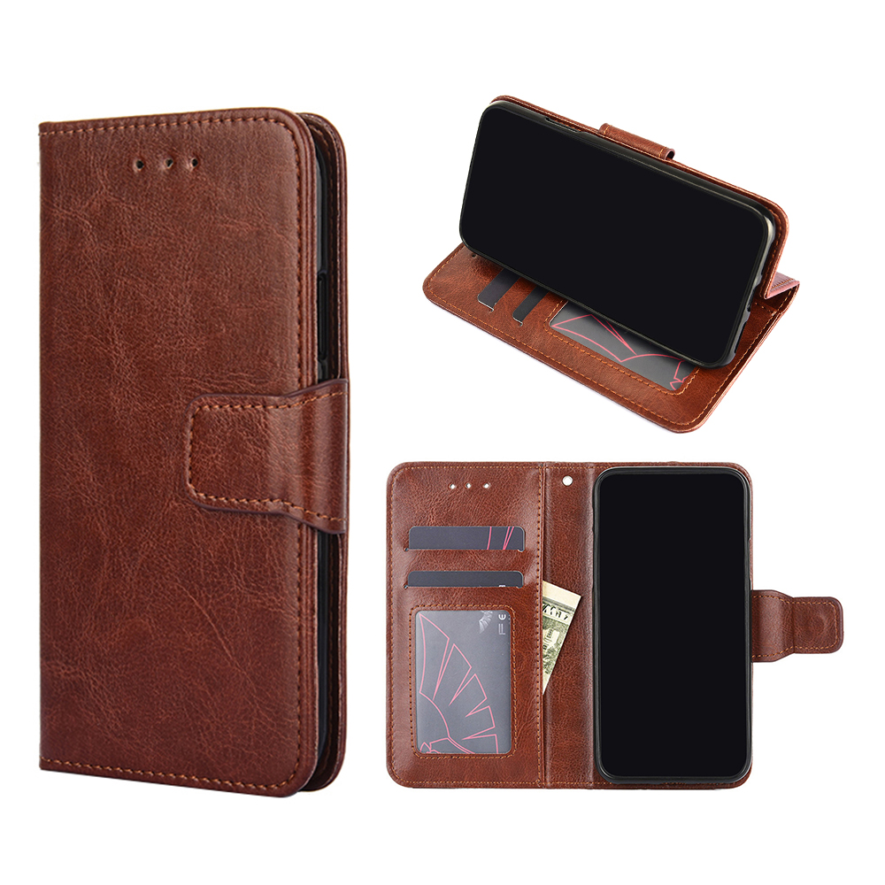 

Wallet Stand Design TPU + PU Leather Cover Case for Samsung Galaxy A12 - Brown, Galaxy A12