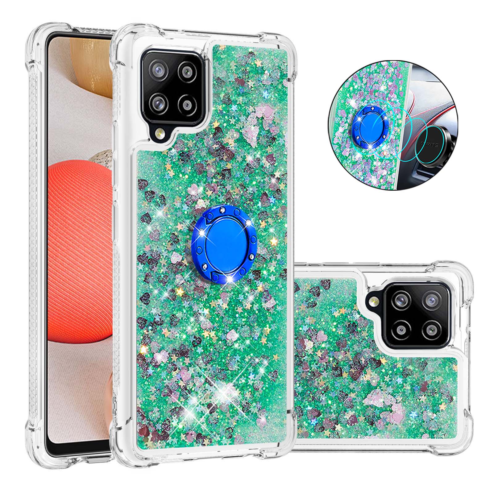 

Drop-proof Quicksand Kickstand TPU Phone Protective Shell for Samsung Galaxy A42 5G - Green, Galaxy A42 5G
