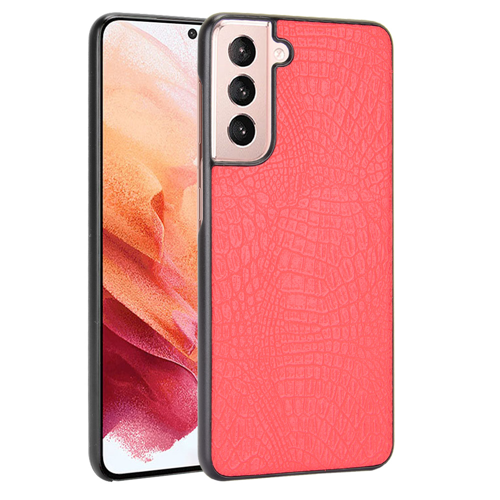 

Crocodile Skin Texture Leather Coated Lightweight Phone Case Cover for Samsung Galaxy S21+ 5G - Red, Samsung Galaxy S21+