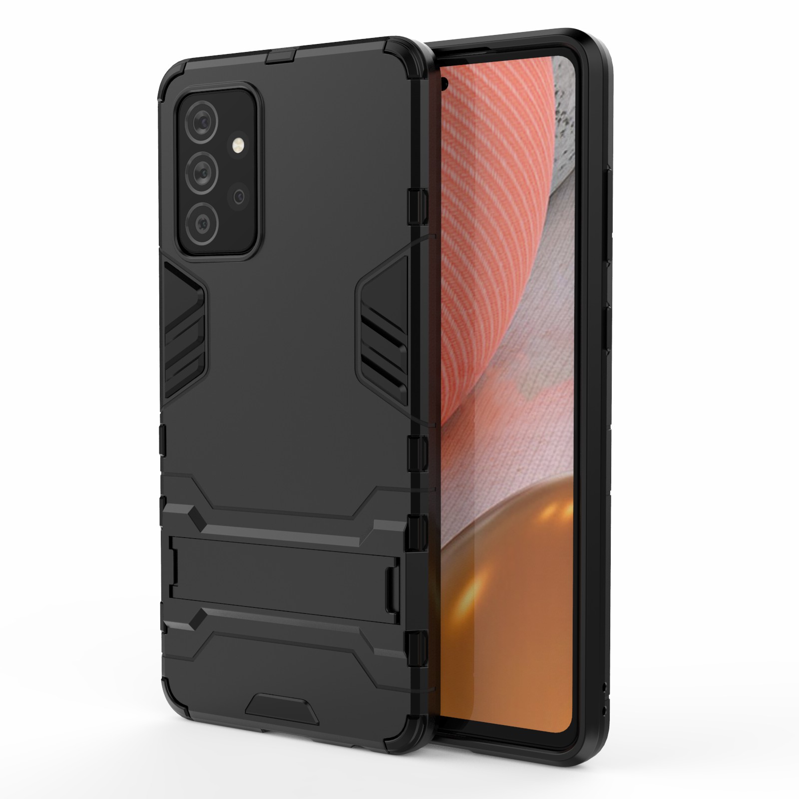 

2 in 1 Kickstand Plastic + TPU Hybrid Phone Protective Casing for Samsung Galaxy A72 5G - Black, Galaxy A72 5G