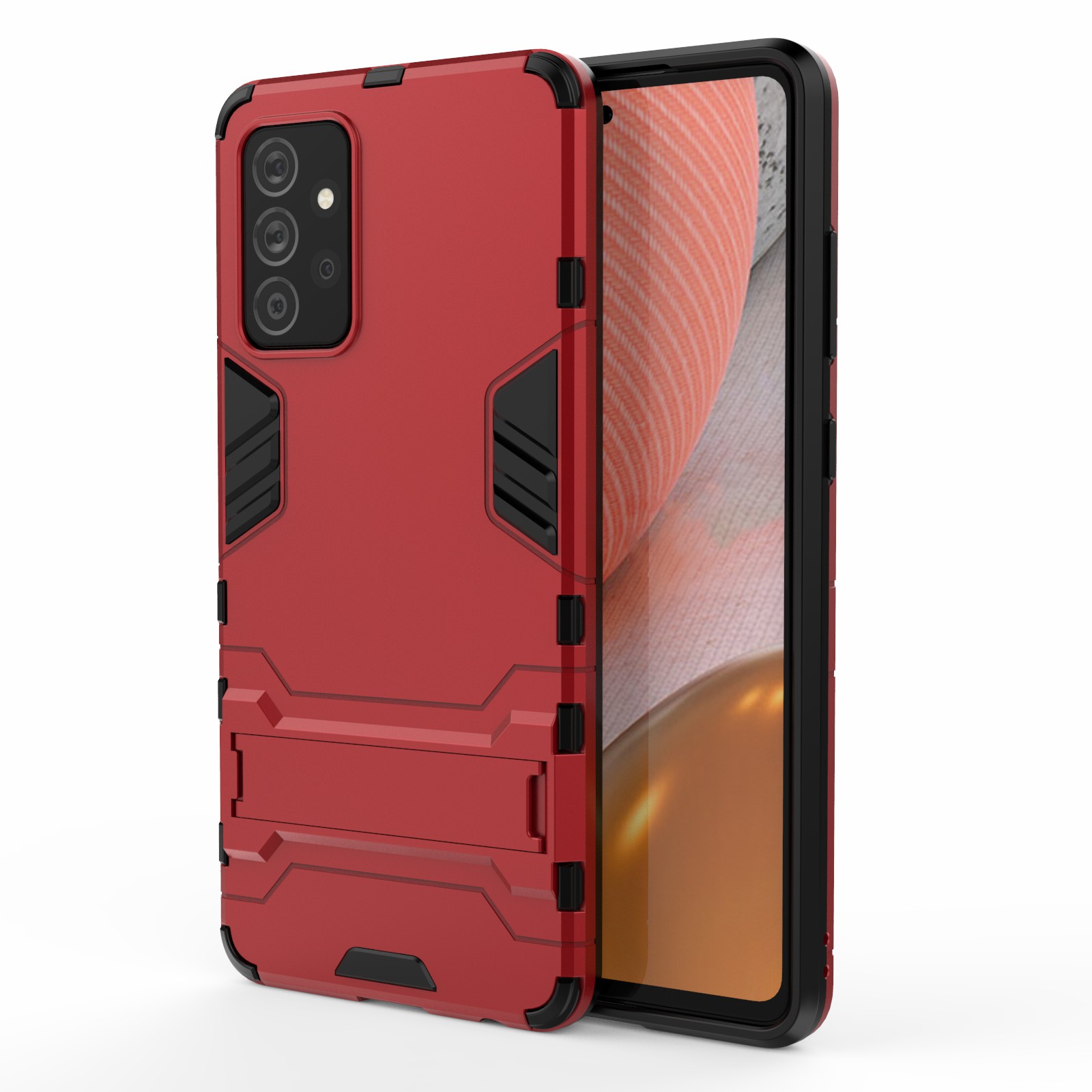 

2 в 1 Pickstend Plastic + TPU Hybrid Phone Protective Cording Для Samsung Galaxy A72 5G - Красный, Galaxy A72 5G
