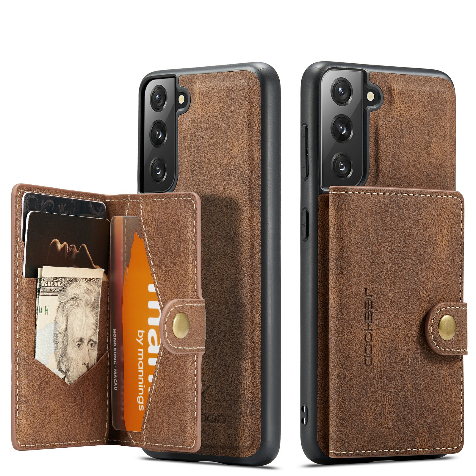 

JEEHOOD Detachable 2 in 1 Leather Coated TPU Case with Magnetic Wallet Design for Samsung Galaxy S21 Plus 5G - Brown, Samsung Galaxy S21+