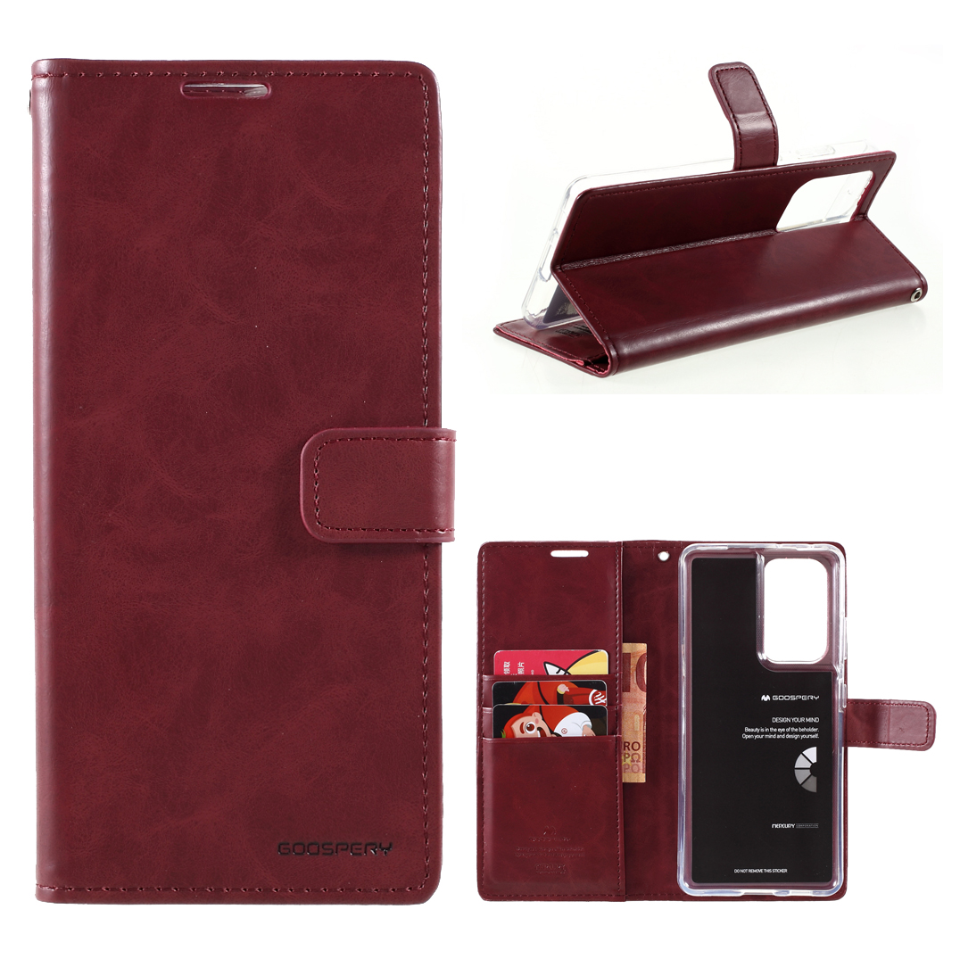 

MERCURY GOOSPERY Blue Moon Leather Wallet Stand Case for Samsung Galaxy S21 Ultra 5G Cover - Wine Red, Galaxy S21 Ultra 5G