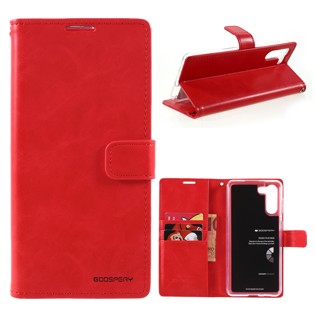

MERCURY GOOSPERY Blue Moon Wallet Leather Cover for Samsung Galaxy S21+ 5G Stand Shell - Red, Samsung Galaxy S21+