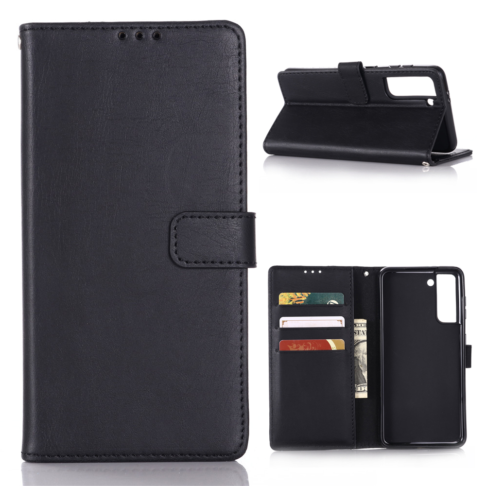 

Retro Style Crazy Horse Leather Wallet Case for Samsung Galaxy S21 5G Cover - Black, Galaxy S21 5G
