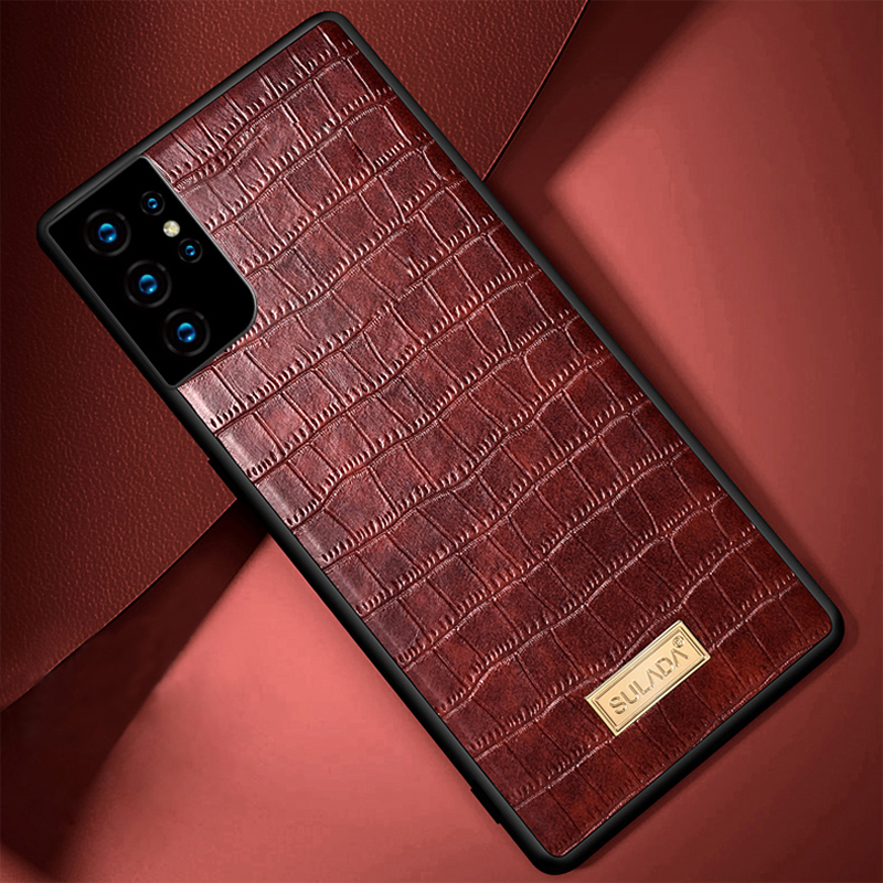 

Суляда Крокодиловая Текстура Кожа TPU Корпус Для Samsung Galaxy S21 Ultra 5G Cover - Коричневый, Galaxy S21 Ultra 5G